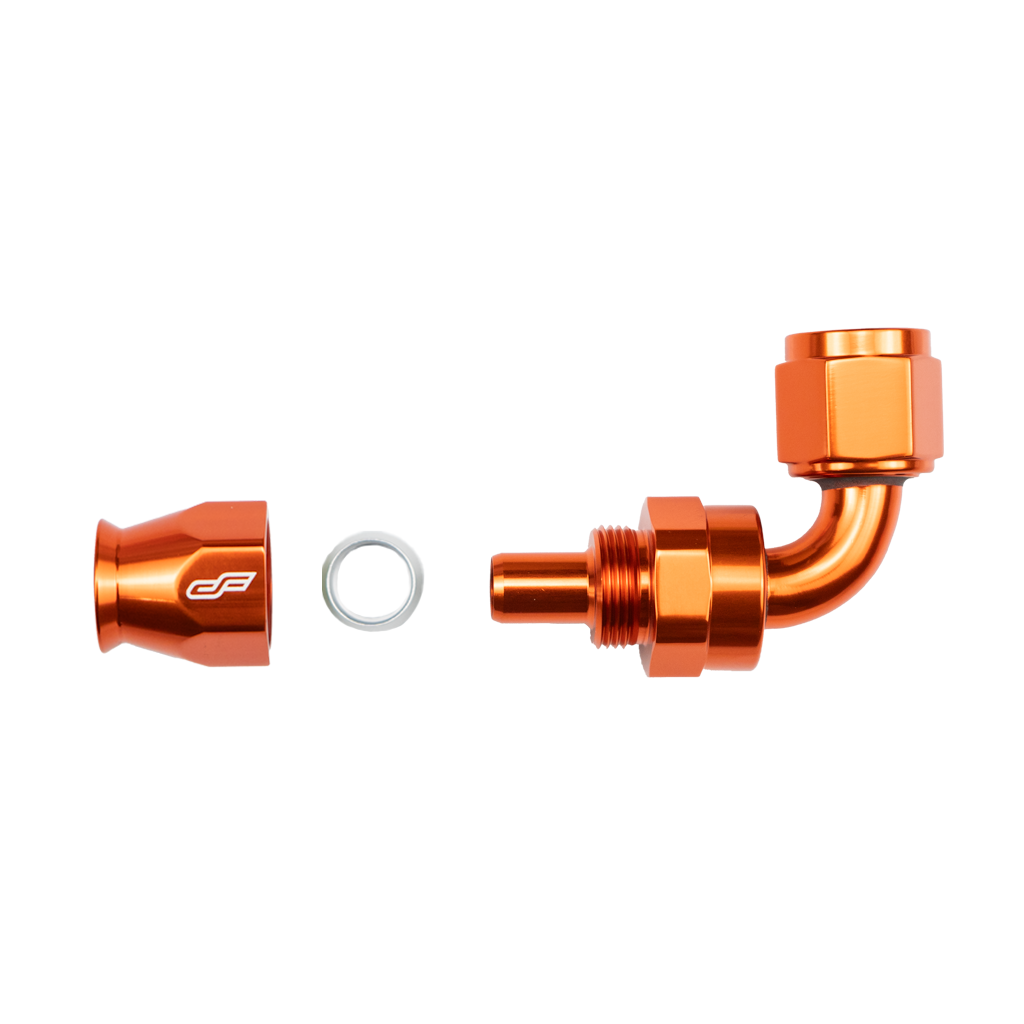 -8 AN 90 Degree Female Aluminum Hose End (PTFE)