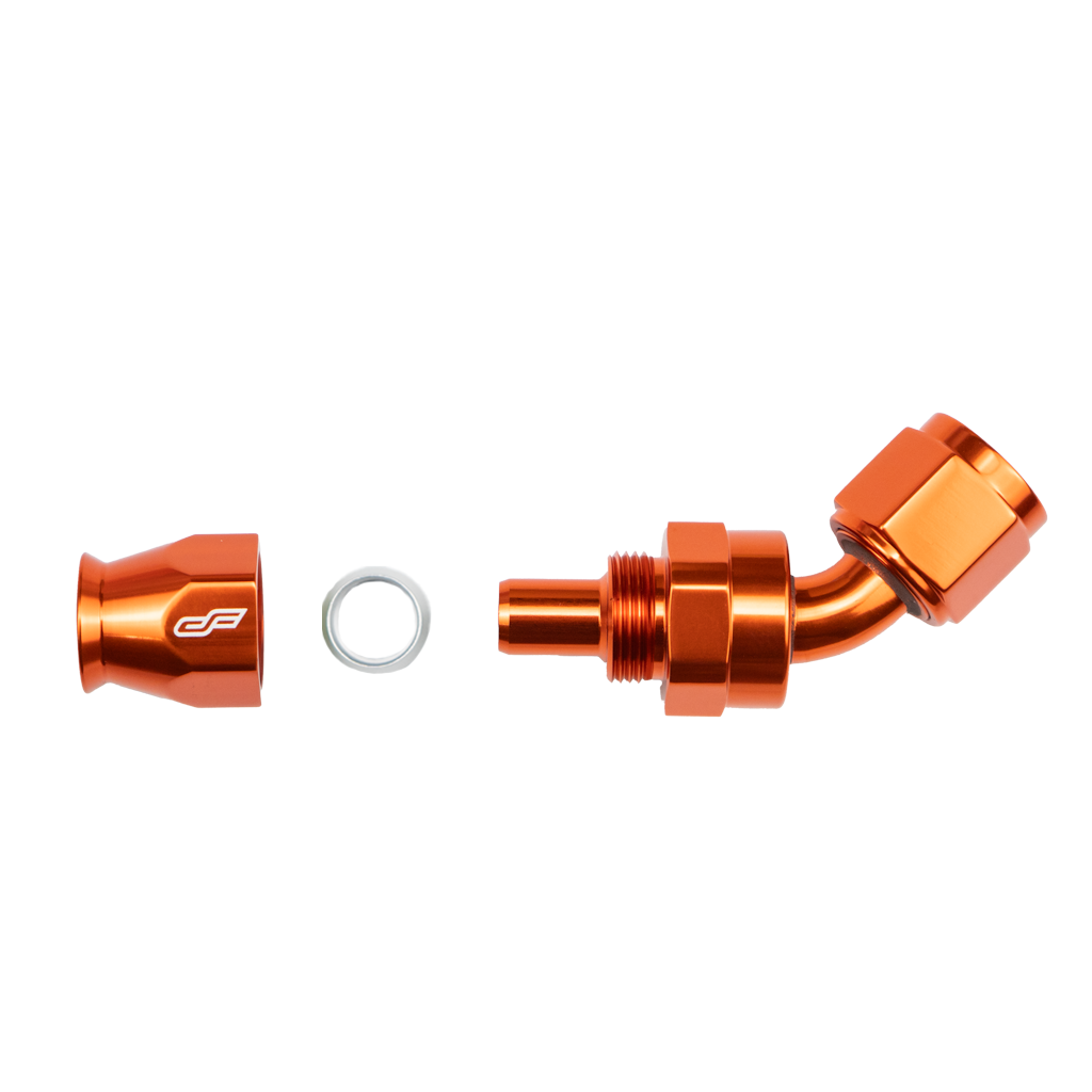 -6 AN 45 Degree Female Aluminum Hose End (PTFE)