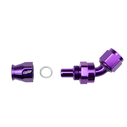 -8 AN 45 Degree Female Aluminum Hose End (PTFE)