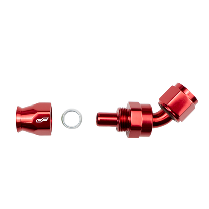 -6 AN 45 Degree Female Aluminum Hose End (PTFE)