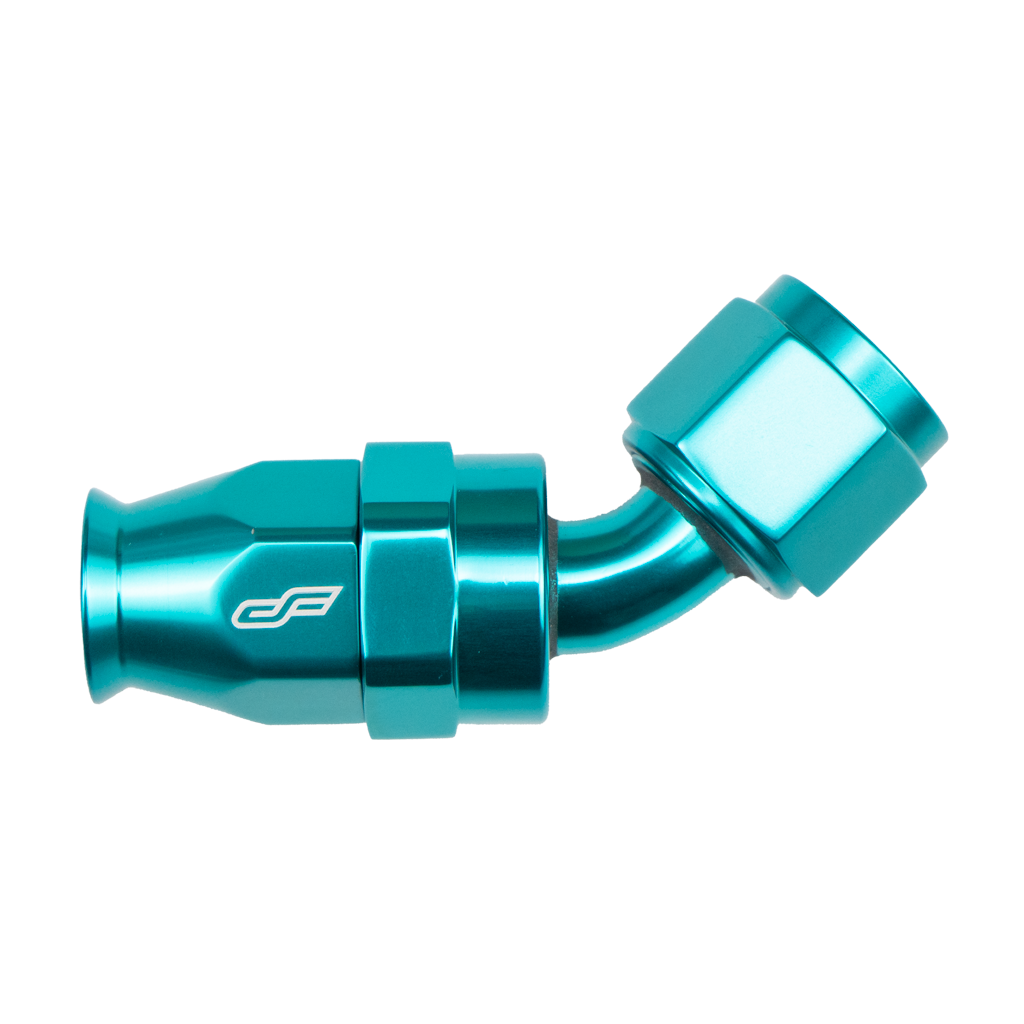 -6 AN 45 Degree Female Aluminum Hose End (PTFE)